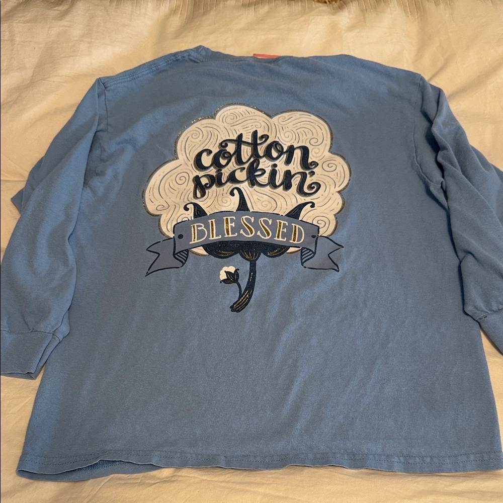 A Girl Thing Light Blue Tee with Floral Accent
